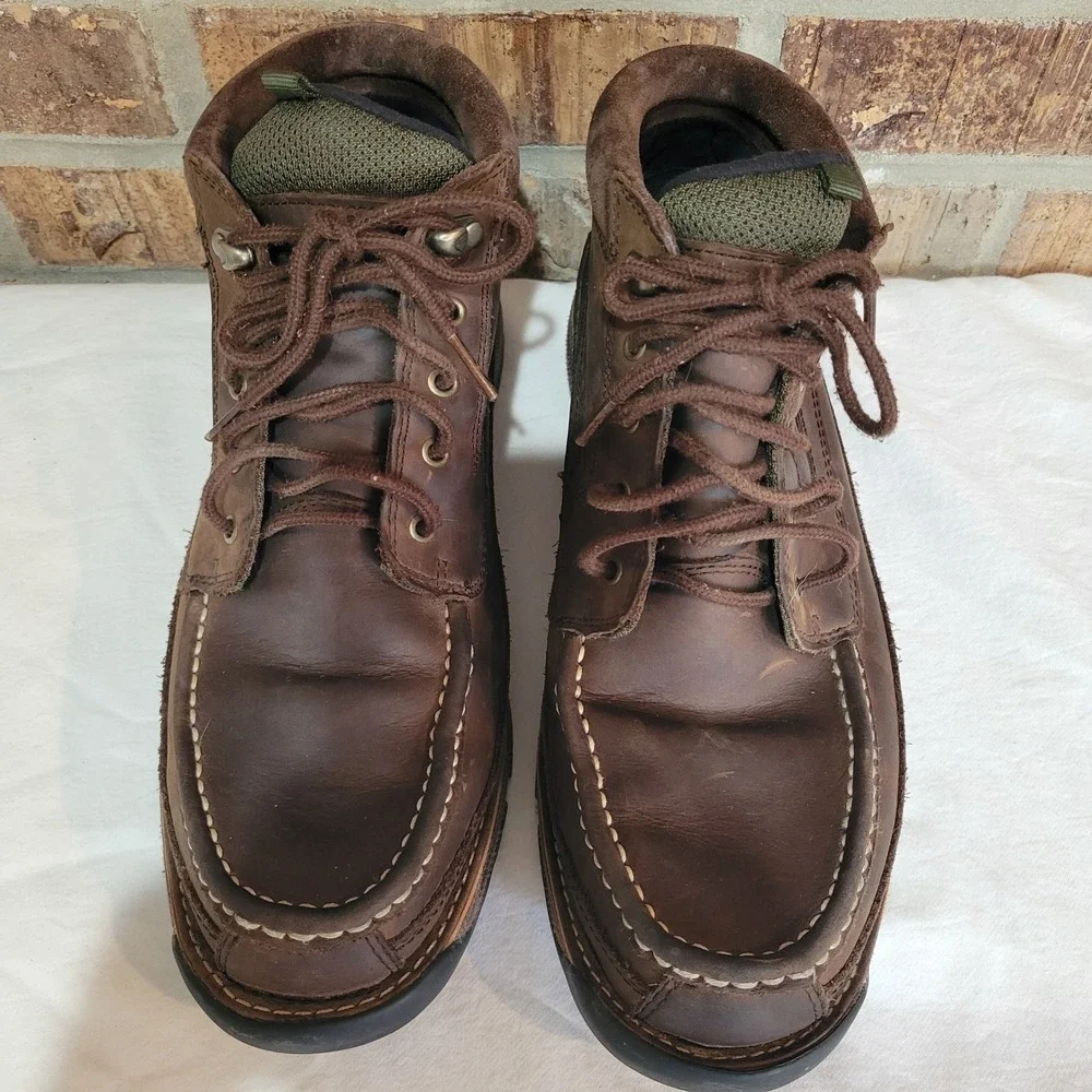 LL Bean Mens 10 Brown Leather Moc Toe Chukka Boots